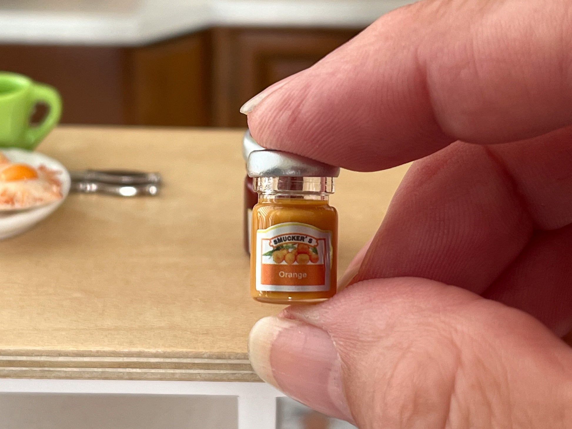 Dollhouse Miniature 1:12 Scale Smucker's Strawberry & Orange Jelly Set – Iconic Kitchen Pantry Decor - Preserve Fruit Spread in Glass Jar __etsy:6099230745