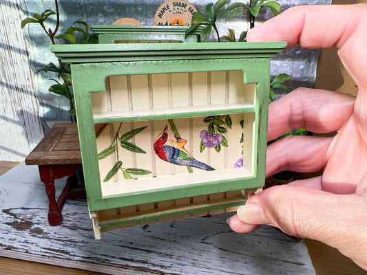 Dollhouse Miniature Wall Hanging Shelf – 1:12 Scale Yellow Wooden Shelf - A Charming Country-Style Shelf for Your Dollhouse Kitchen! __etsy:6681355547