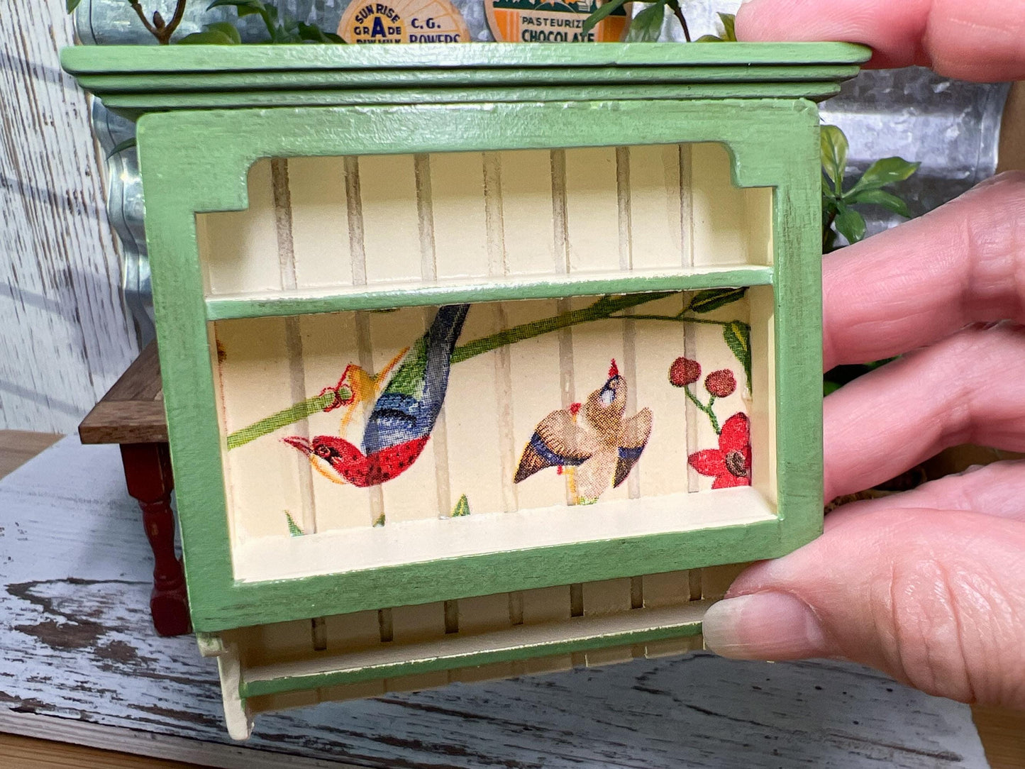 Dollhouse Miniature Wall Hanging Shelf – 1:12 Scale Yellow Wooden Shelf - A Charming Country-Style Shelf for Your Dollhouse Kitchen! __etsy:6633291136
