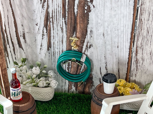 Dollhouse Miniature Wall Mount Water Hose – 1:12 Scale Dollhouse Garden Accessory | Green Hose with Spout & Holder- __etsy:6083625843