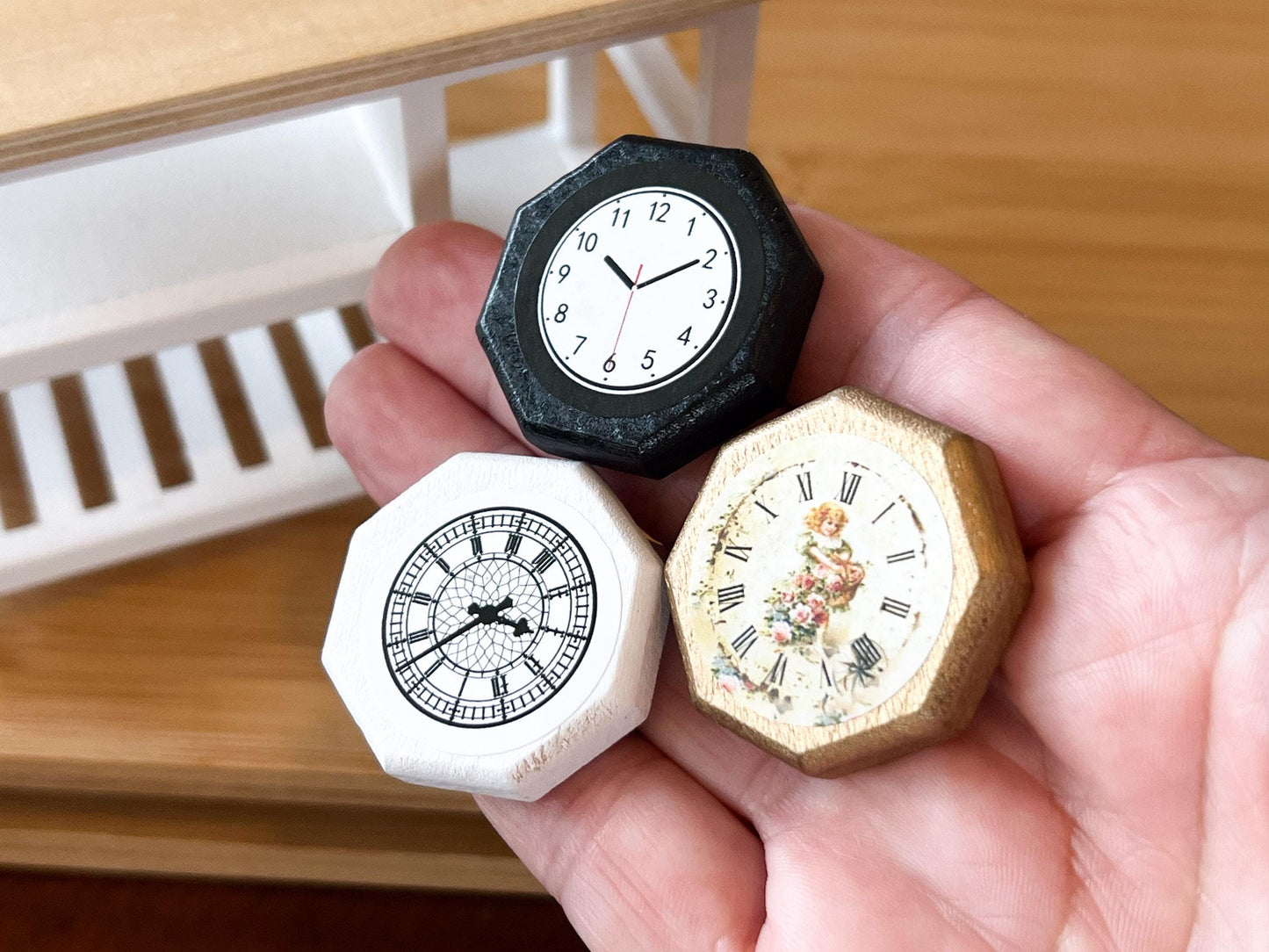 Dollhouse Miniature Wooden Wall Clock: Home/Office Decor (1 1/4") __etsy:6467372531