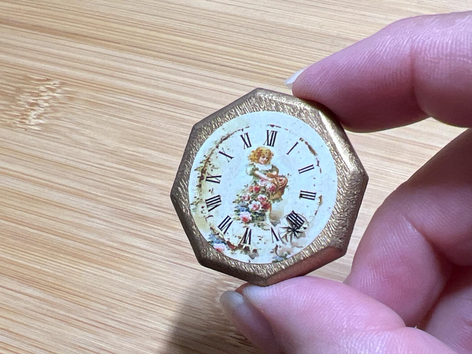 Dollhouse Miniature Wooden Wall Clock: Home/Office Decor (1 1/4") __etsy:6467372601