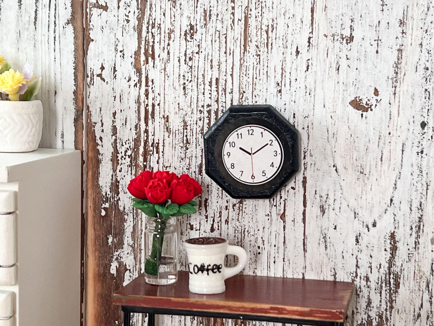 Dollhouse Miniature Wooden Wall Clock: Home/Office Decor (1 1/4") __etsy:6419271714