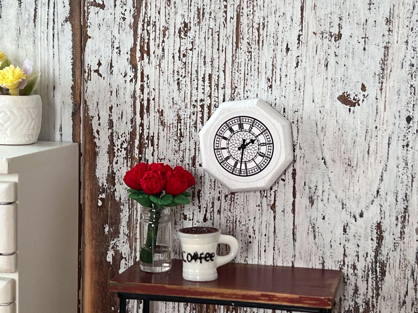 Dollhouse Miniature Wooden Wall Clock: Home/Office Decor (1 1/4") __etsy:6419271776