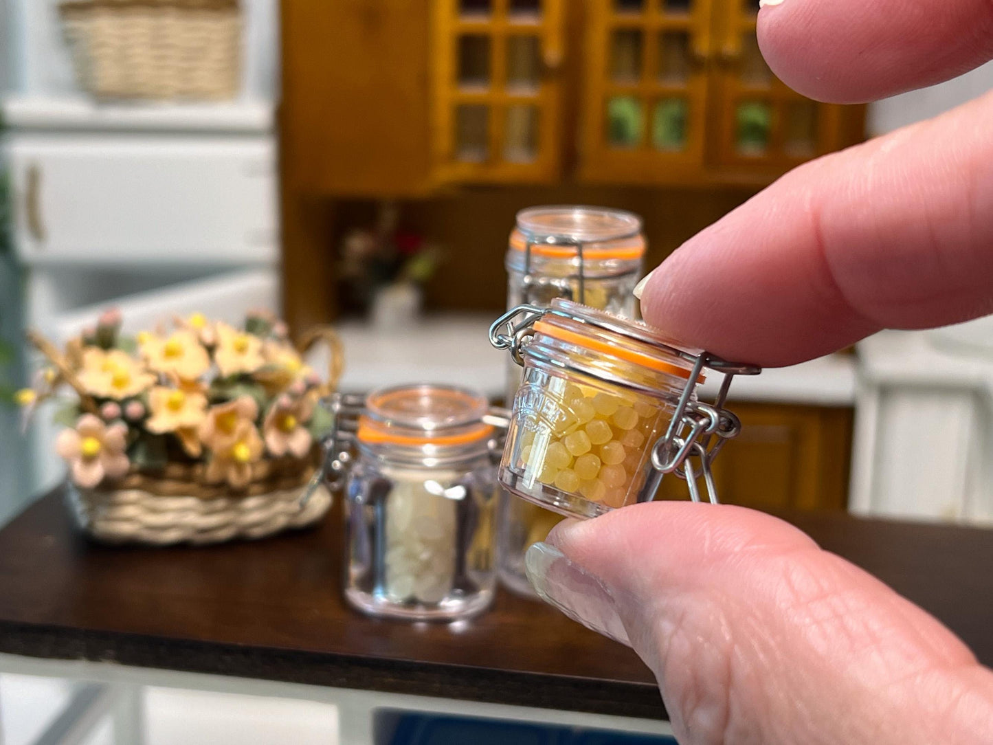 Dollhouse Pasta Jars 1:6 Scale – 3PC Miniature Sealable Transparent Dollhouse Kitchen Set __etsy:7774363133