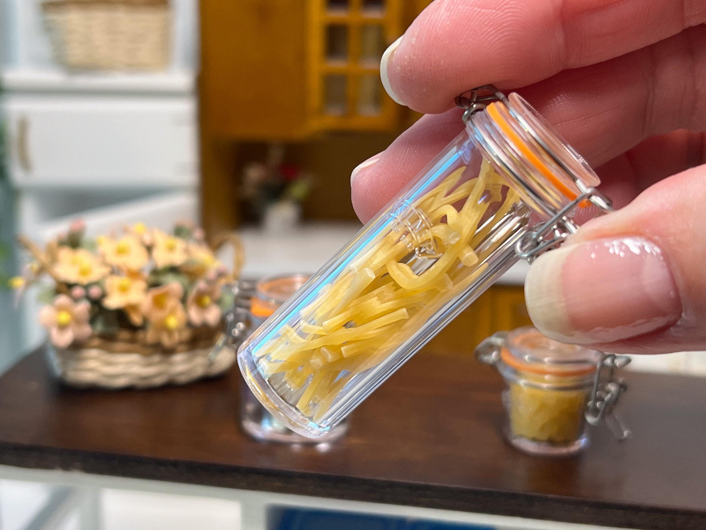 Dollhouse Pasta Jars 1:6 Scale – 3PC Miniature Sealable Transparent Dollhouse Kitchen Set __etsy:7726417428