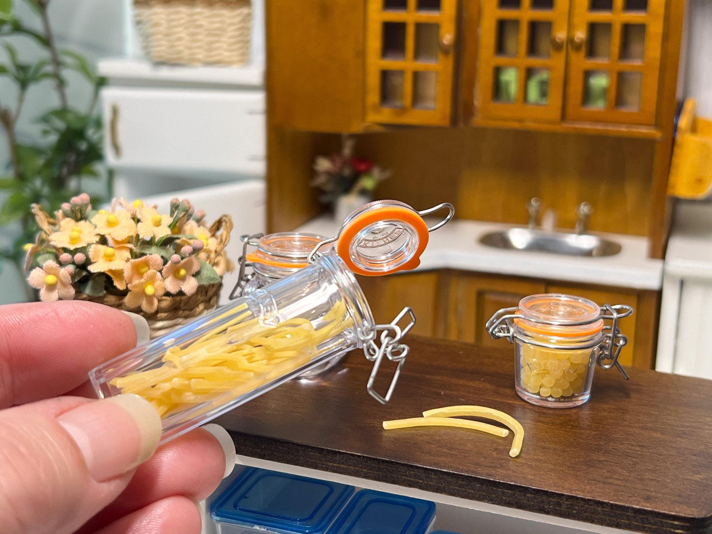 Dollhouse Pasta Jars 1:6 Scale – 3PC Miniature Sealable Transparent Dollhouse Kitchen Set __etsy:7774363129