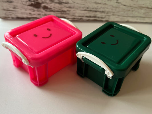 Dollhouse 1:6 Scale Storage Bins, Miniature Lockable Green or Pink Mini Plastic Bins __etsy:5515294854