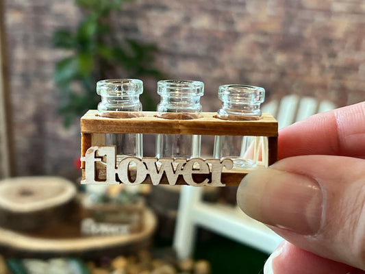 Dollhouse Wooden Planter Box with Glass Jar,1:12 Scale - Dollhouse Garden Decor __etsy:7111722024