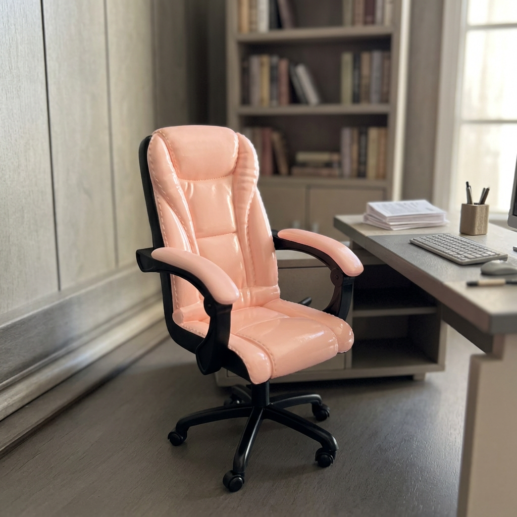 1:6 Scale Miniature Pink Executive Swivel Office Chair – Dollhouse & Action Figure Furniture