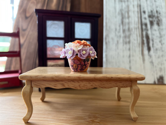 1:12 Scale Miniature Clay Flower Pot – Handcrafted Dollhouse Floral Decor, 5 Designs