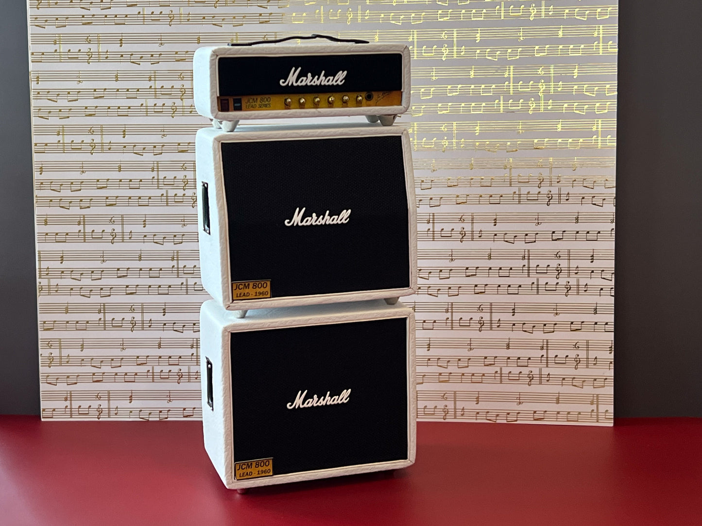 1:12 Scale Miniature White 3-Stack Guitar Amplifier – Collectible Dollhouse Music Room Decor