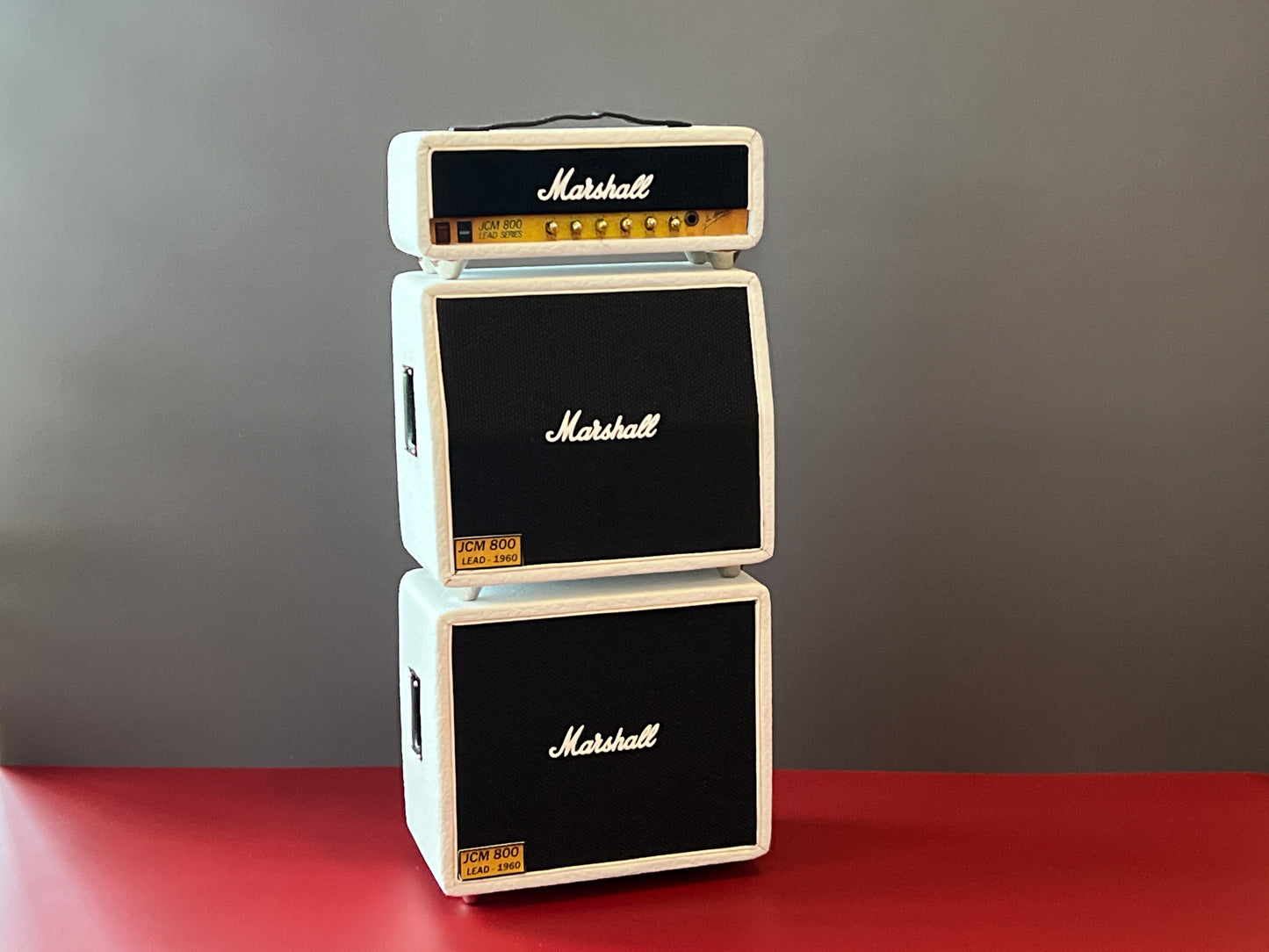 1:12 Scale Miniature White 3-Stack Guitar Amplifier – Collectible Dollhouse Music Room Decor