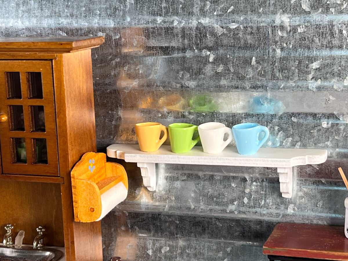 1:12 Scale Miniature White Wall Shelf – Dollhouse Display Shelf