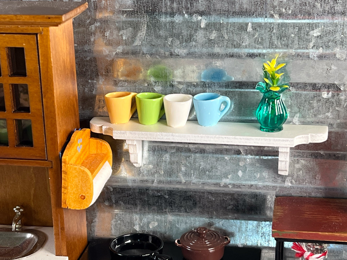 1:12 Scale Miniature White Wall Shelf – Dollhouse Display Shelf