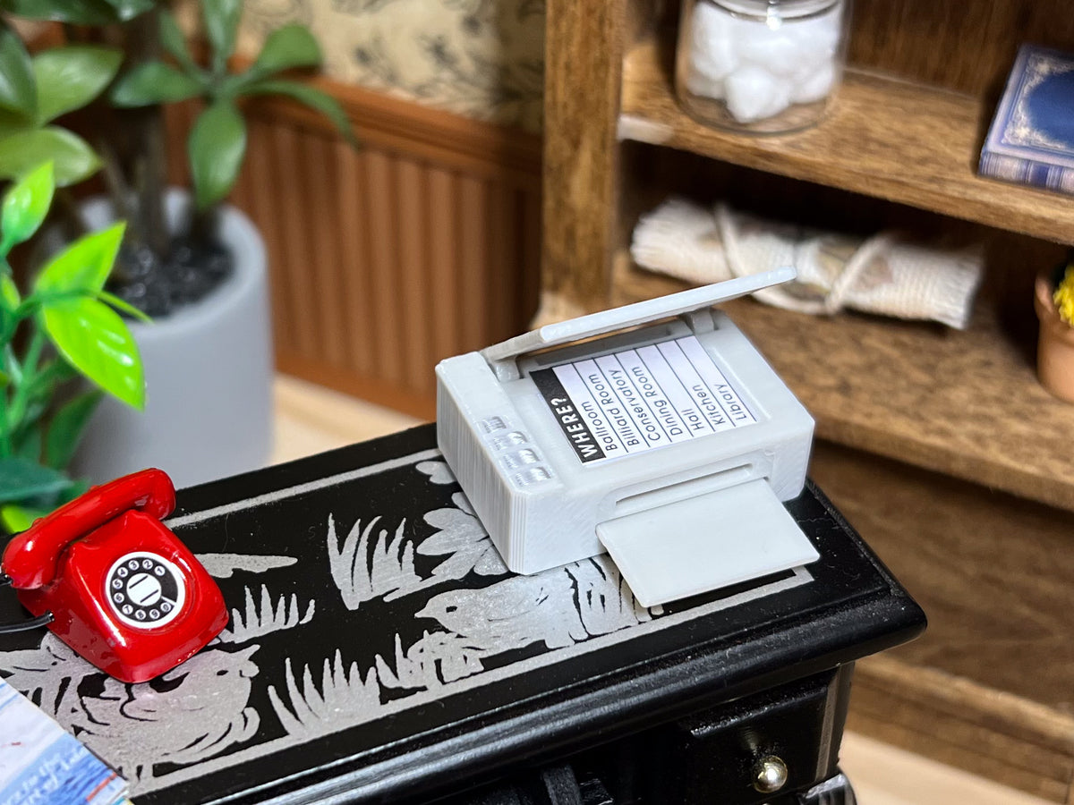 1:12 Scale Miniature Plastic Printer – Black or Light Gray – Dollhouse Office Accessory