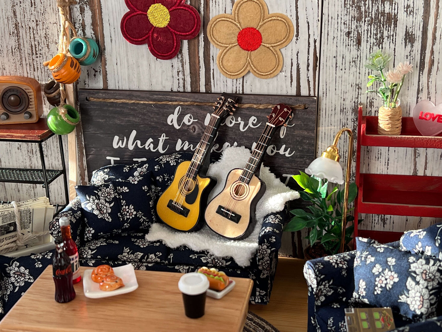 Miniature Acoustic Guitar – 1:12 Scale – Dollhouse Dreadnought & Cutaway | Mahogany Like Finish __etsy:5895686487
