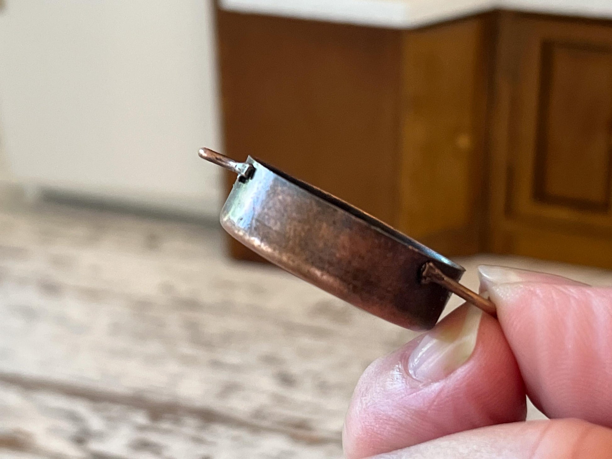 Miniature Aged Copper Pan 1:12 Scale Dollhouse Kitchen Decor __etsy:7924125808