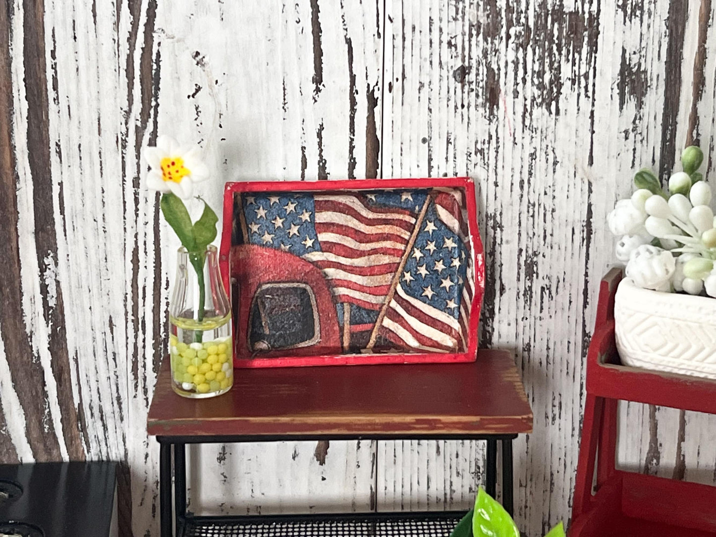 Miniature American Serving Tray –  1:12 Scale - Dollhouse 4th of July Décor __etsy:5852145524