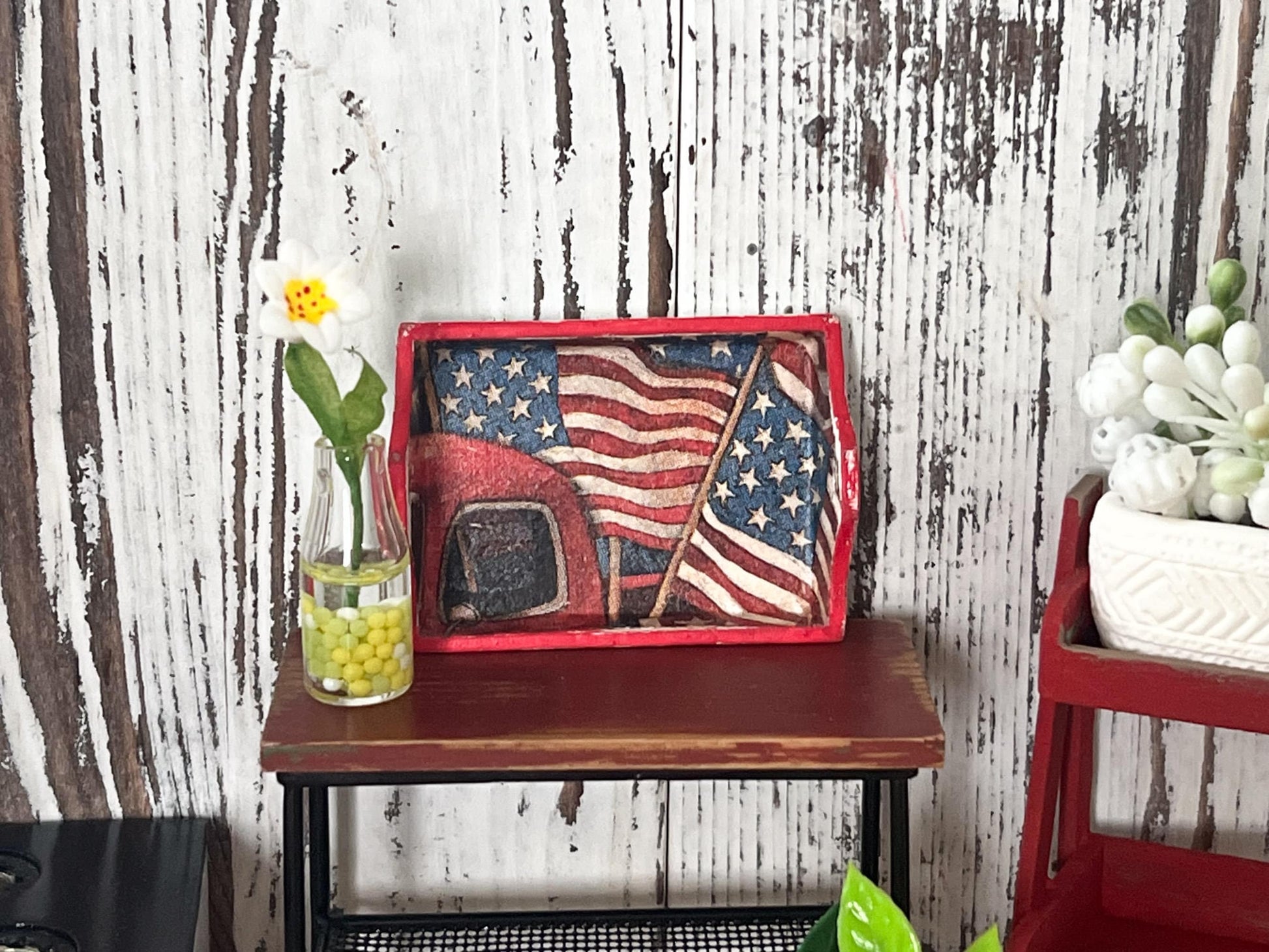Miniature American Serving Tray –  1:12 Scale - Dollhouse 4th of July Décor __etsy:5852145524
