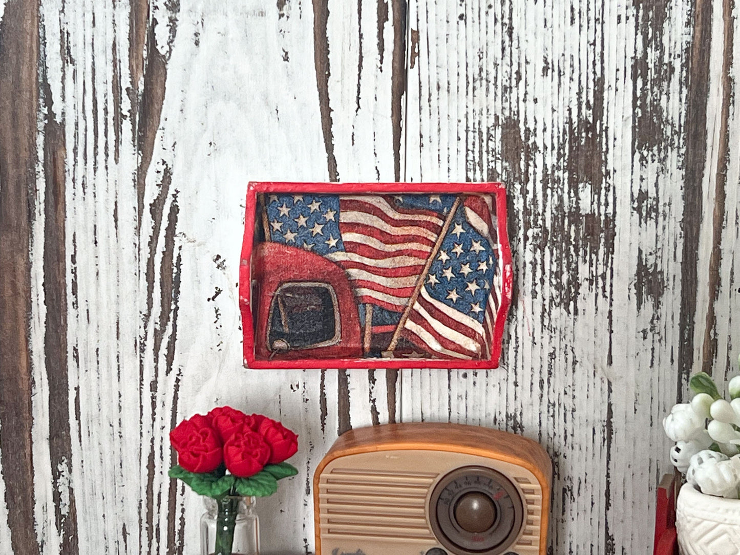 Miniature American Serving Tray –  1:12 Scale - Dollhouse 4th of July Décor __etsy:5900239193