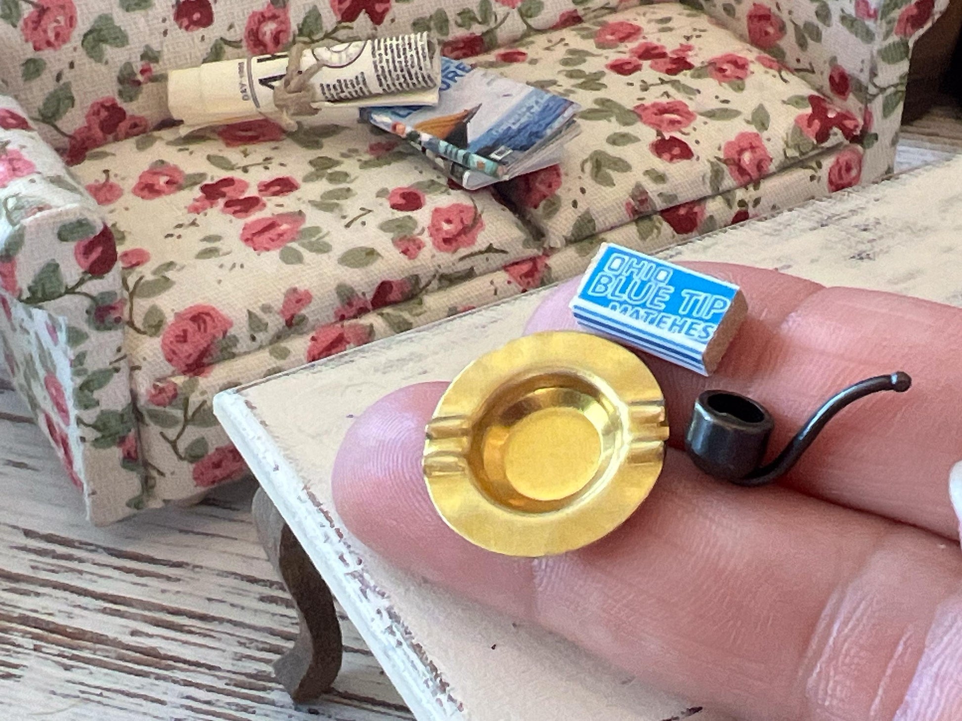 Miniature Ashtray Pipe Match Set 1:12 Scale Dollhouse Smoking Decor __etsy:7916415818