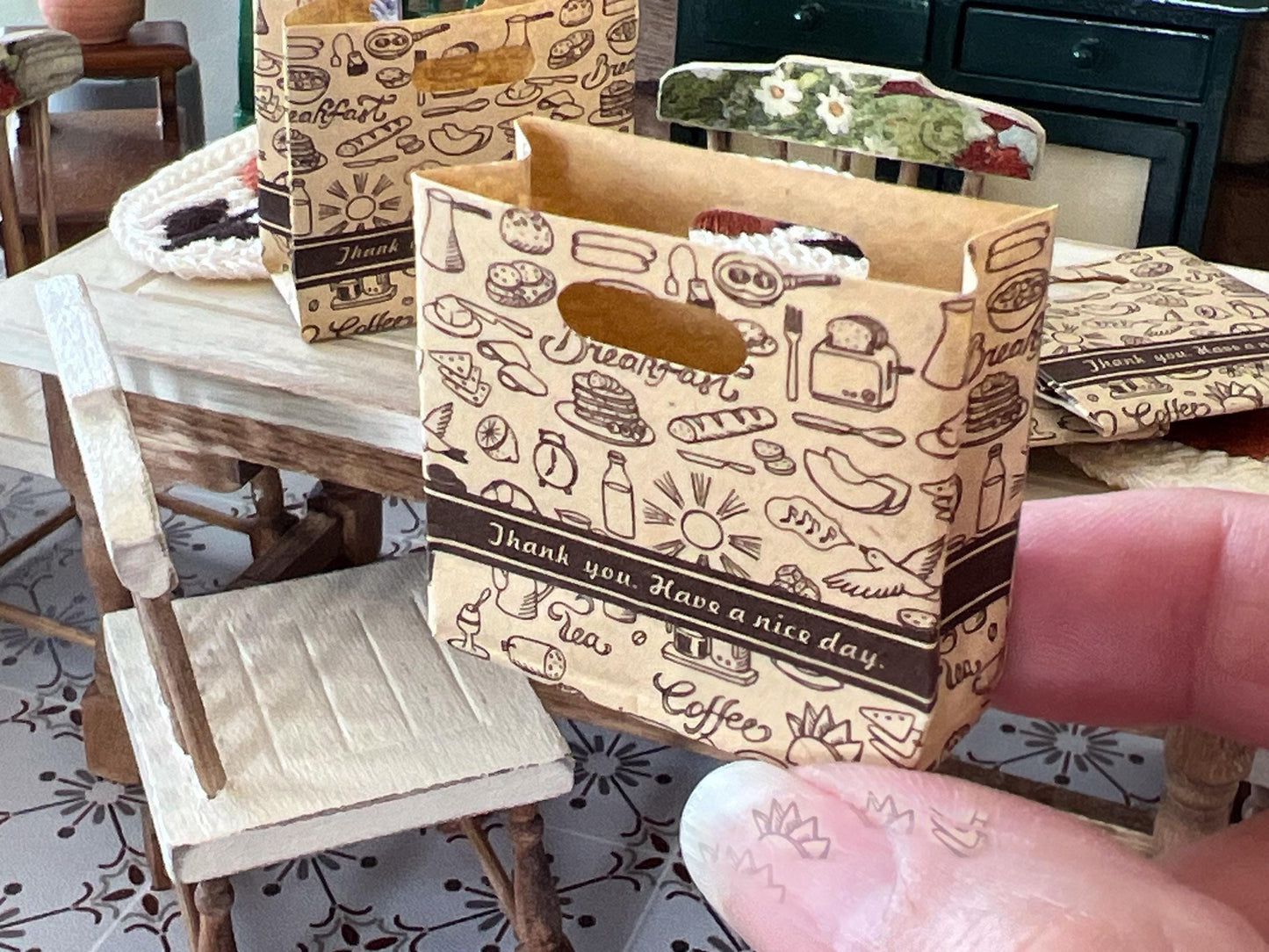 Miniature Bakery Kraft Paper Bags 4PC 1:12 | Scale | Dollhouse Accessory | Mini Grocery Bags __etsy:6787503496