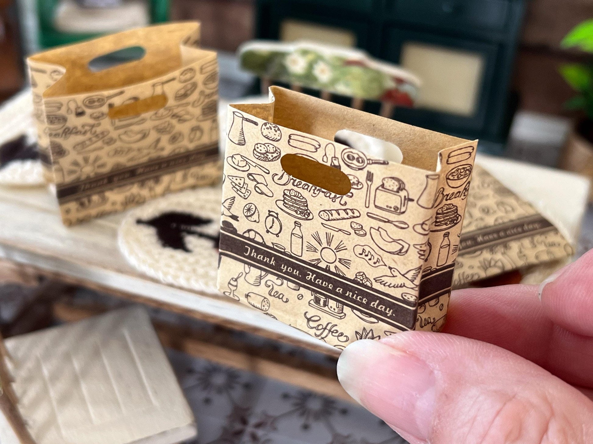 Miniature Bakery Kraft Paper Bags 4PC 1:12 | Scale | Dollhouse Accessory | Mini Grocery Bags __etsy:6787500282