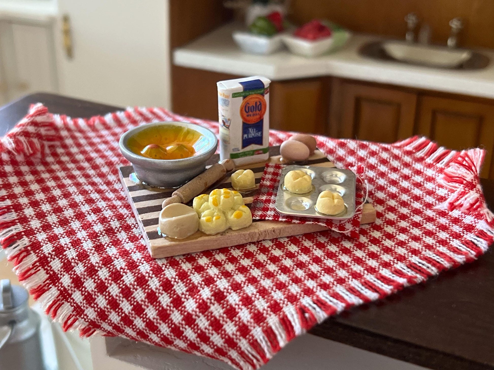 Miniature Baking Set 1:12 Scale- Dollhouse Kitchen Food-Baking Prep Set __etsy:7926379486