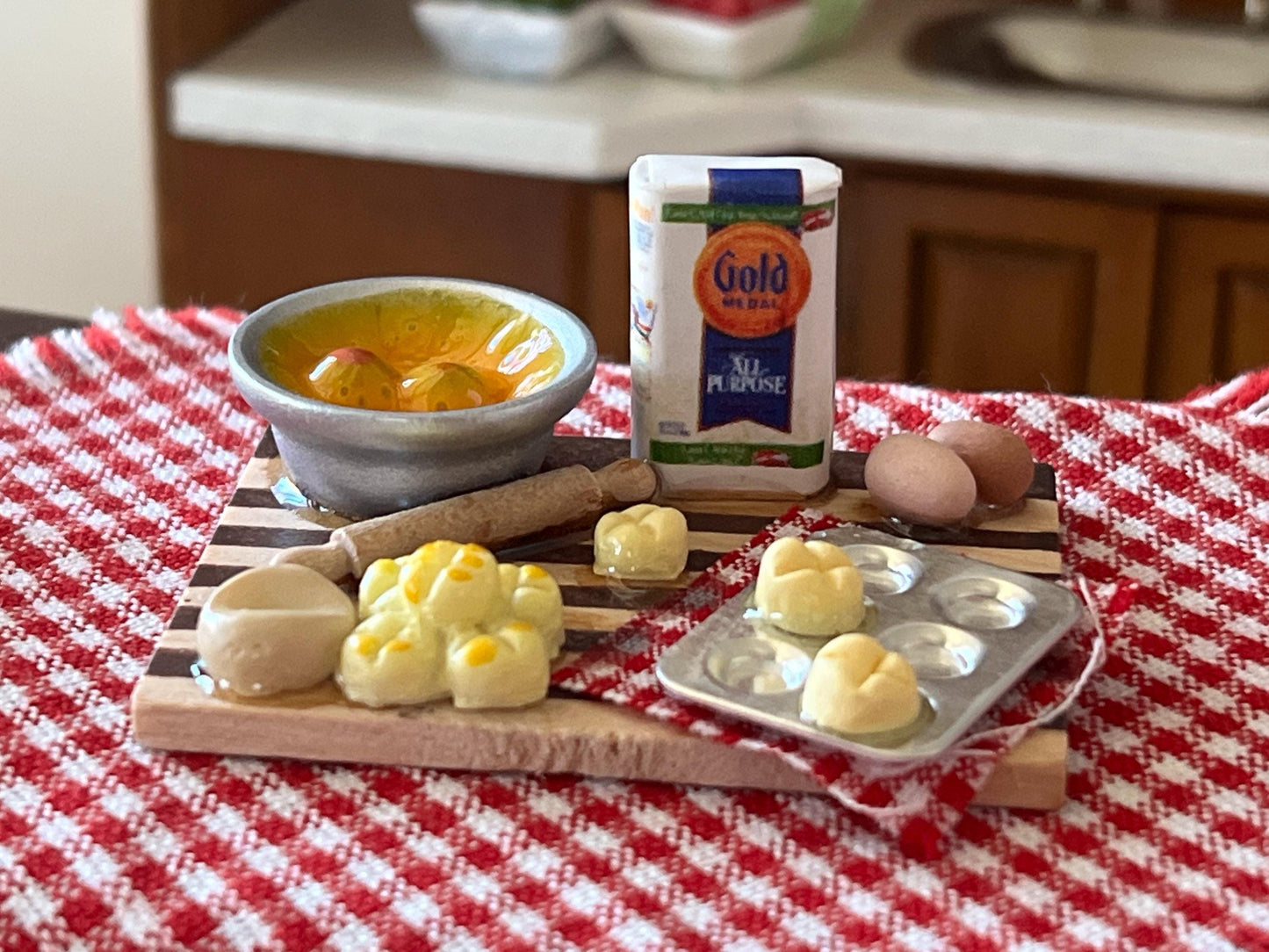 Miniature Baking Set 1:12 Scale- Dollhouse Kitchen Food-Baking Prep Set __etsy:7974334353