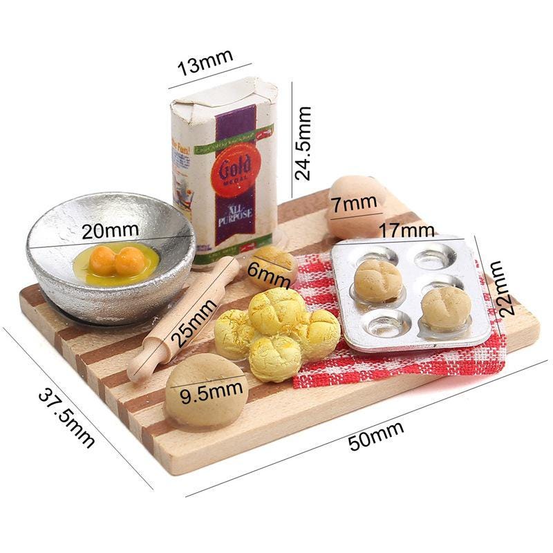 Miniature Baking Set 1:12 Scale- Dollhouse Kitchen Food-Baking Prep Set __etsy:7926379394