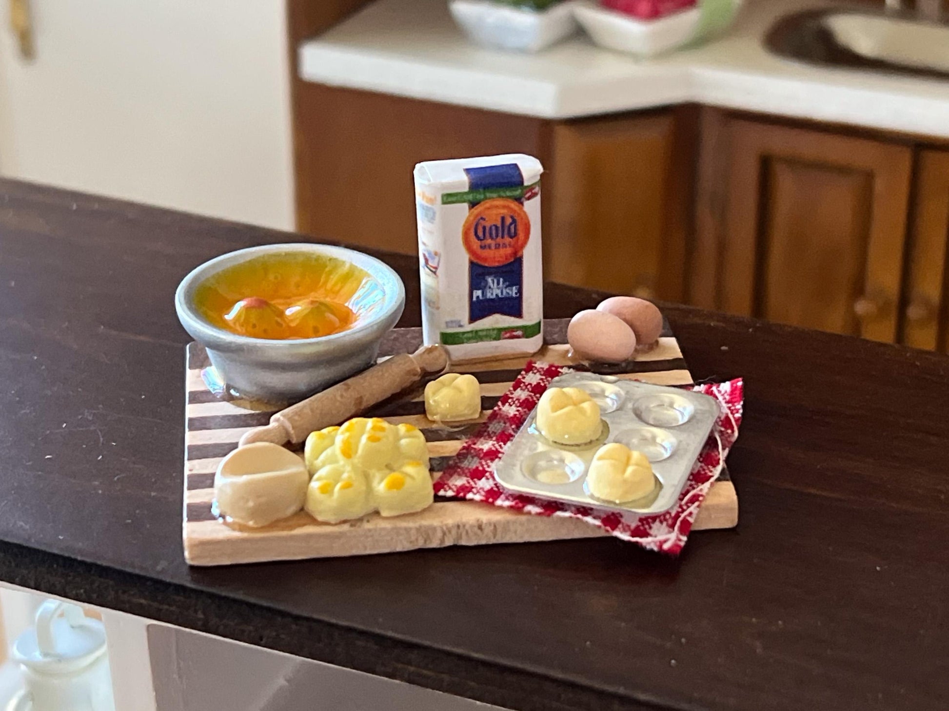 Miniature Baking Set 1:12 Scale- Dollhouse Kitchen Food-Baking Prep Set __etsy:7926379340