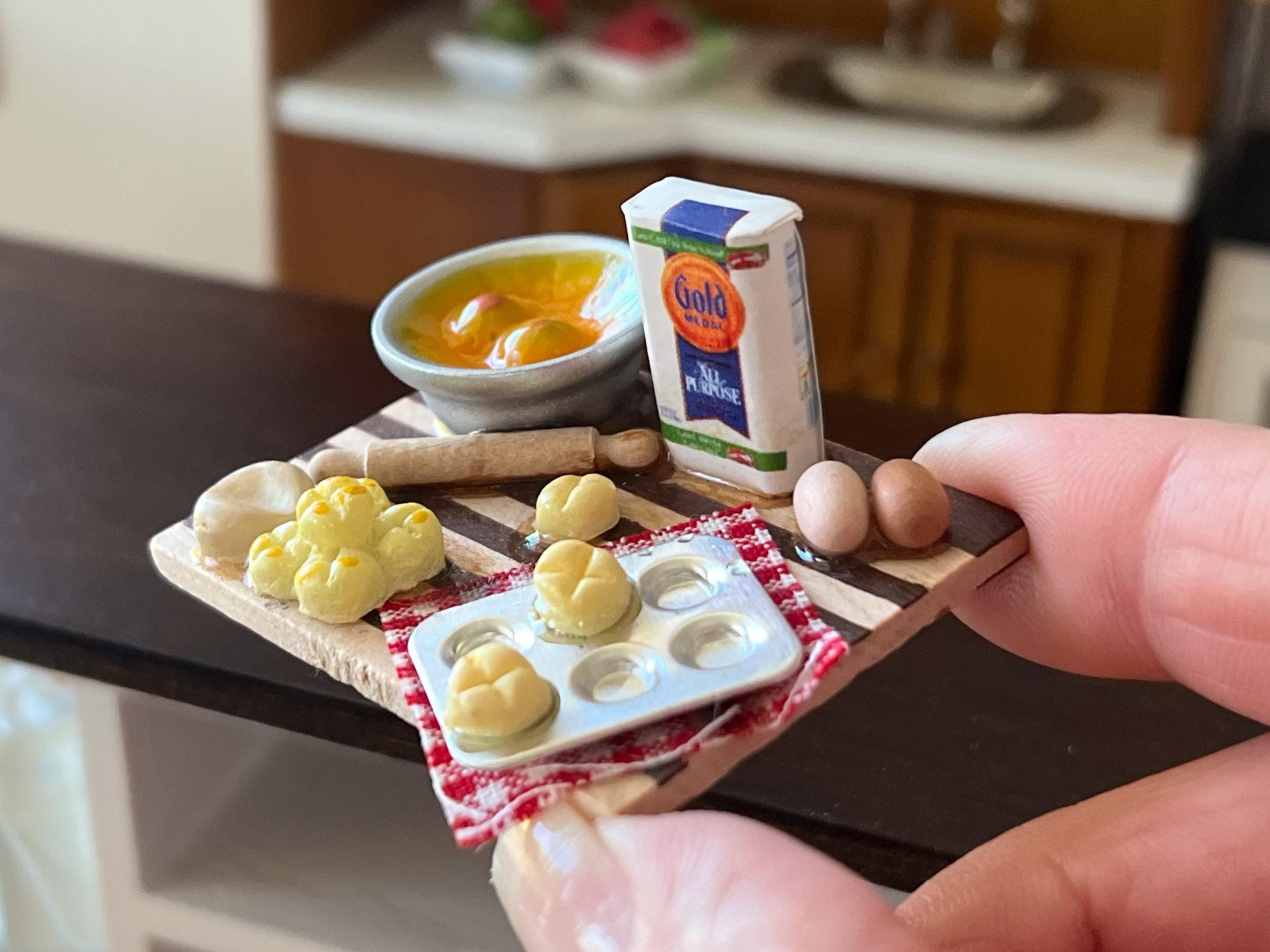 Miniature Baking Set 1:12 Scale- Dollhouse Kitchen Food-Baking Prep Set __etsy:7926379352