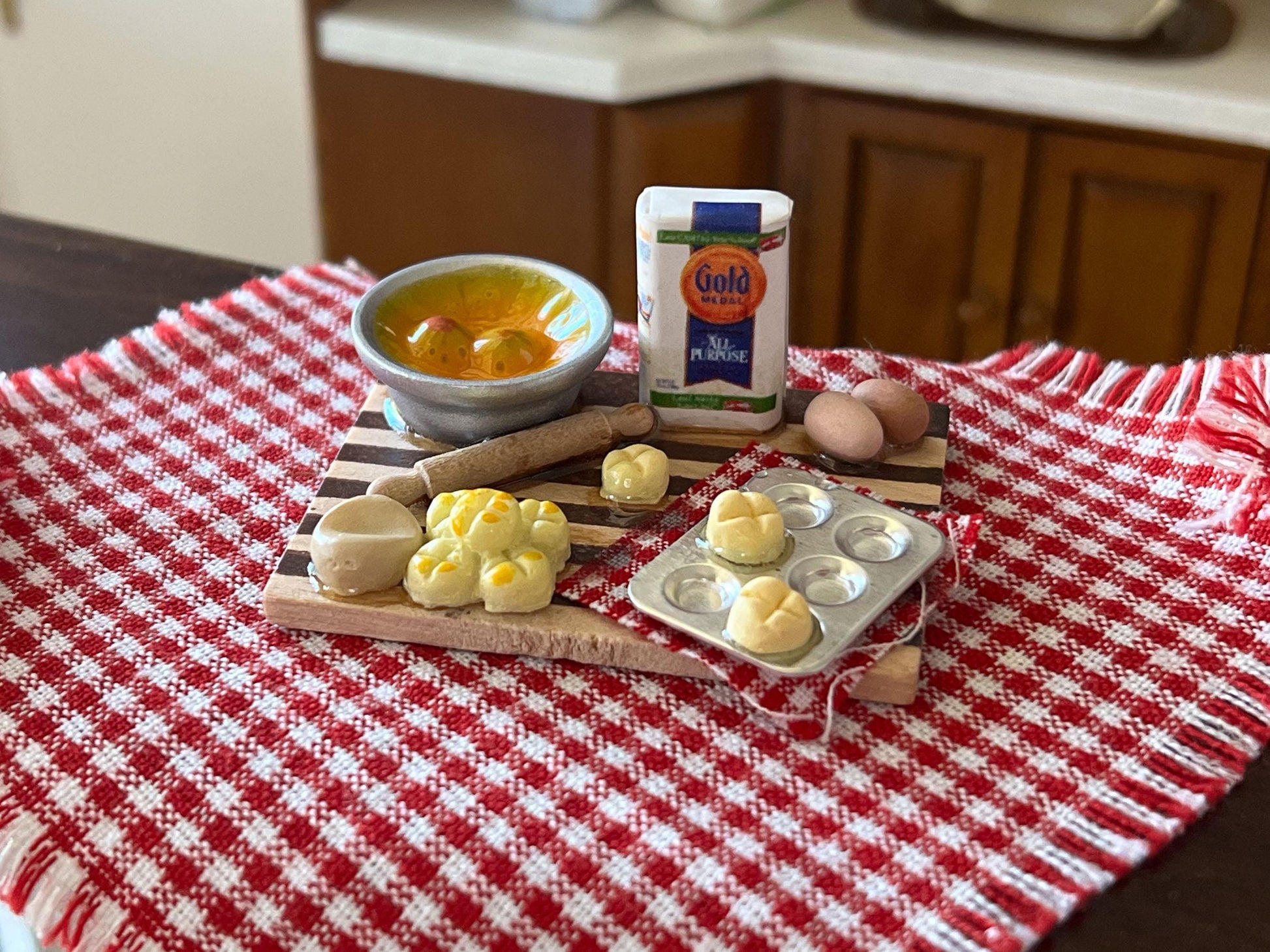 Miniature Baking Set 1:12 Scale- Dollhouse Kitchen Food-Baking Prep Set __etsy:7974334255