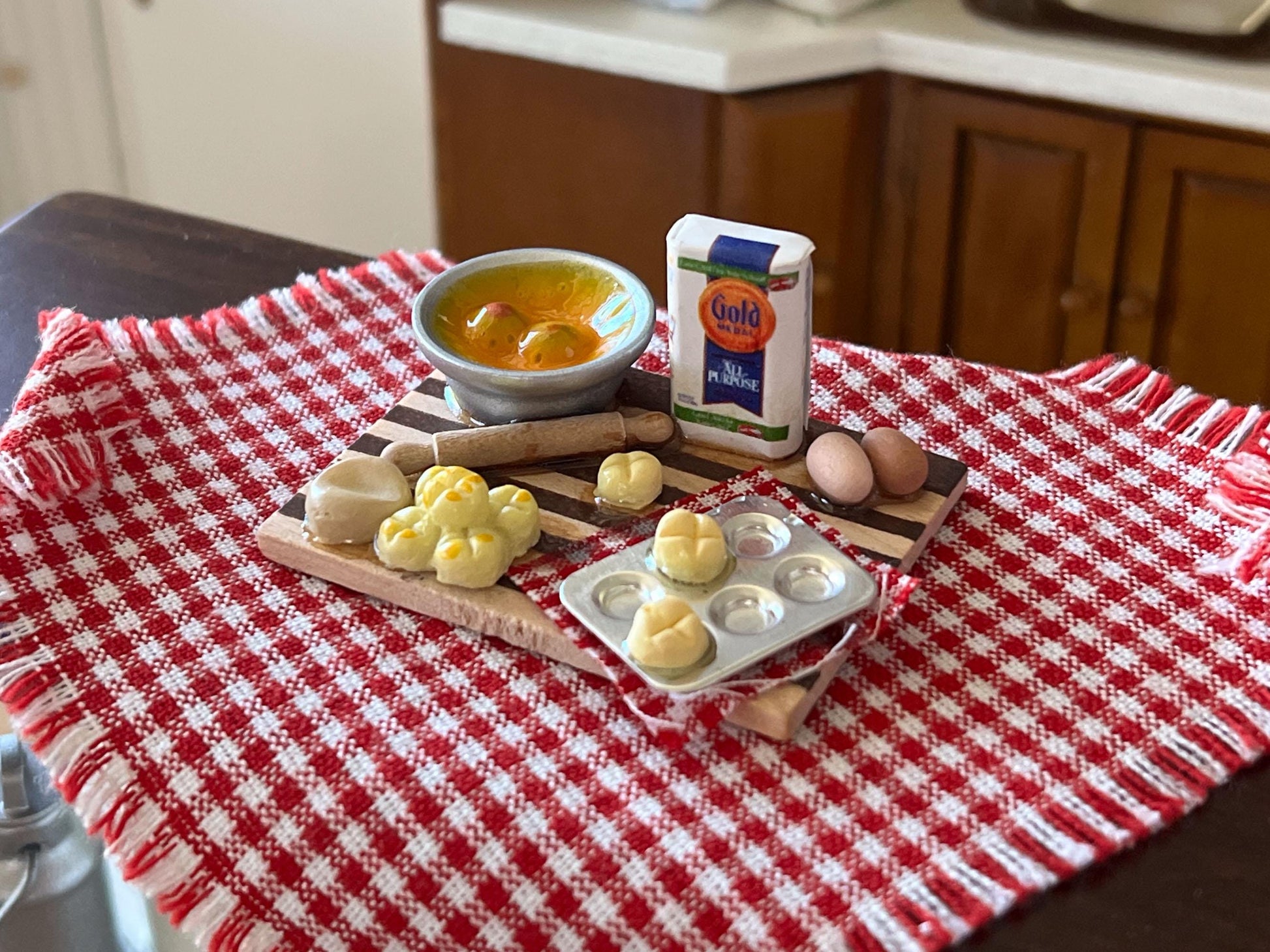 Miniature Baking Set 1:12 Scale- Dollhouse Kitchen Food-Baking Prep Set __etsy:7926379492