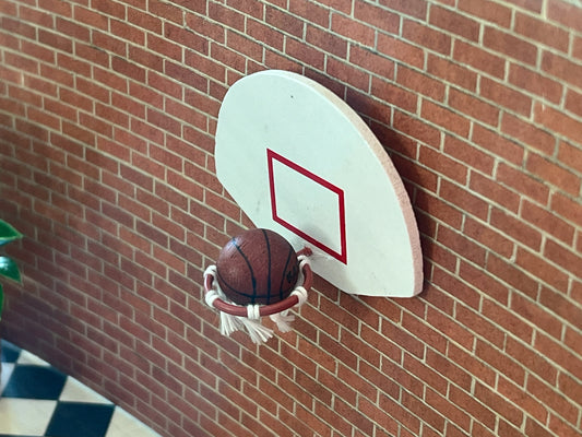 Miniature Basketball Hoop with Backboard 1:12 Scale  - Dollhouse Miniature Sports __etsy:5785681431