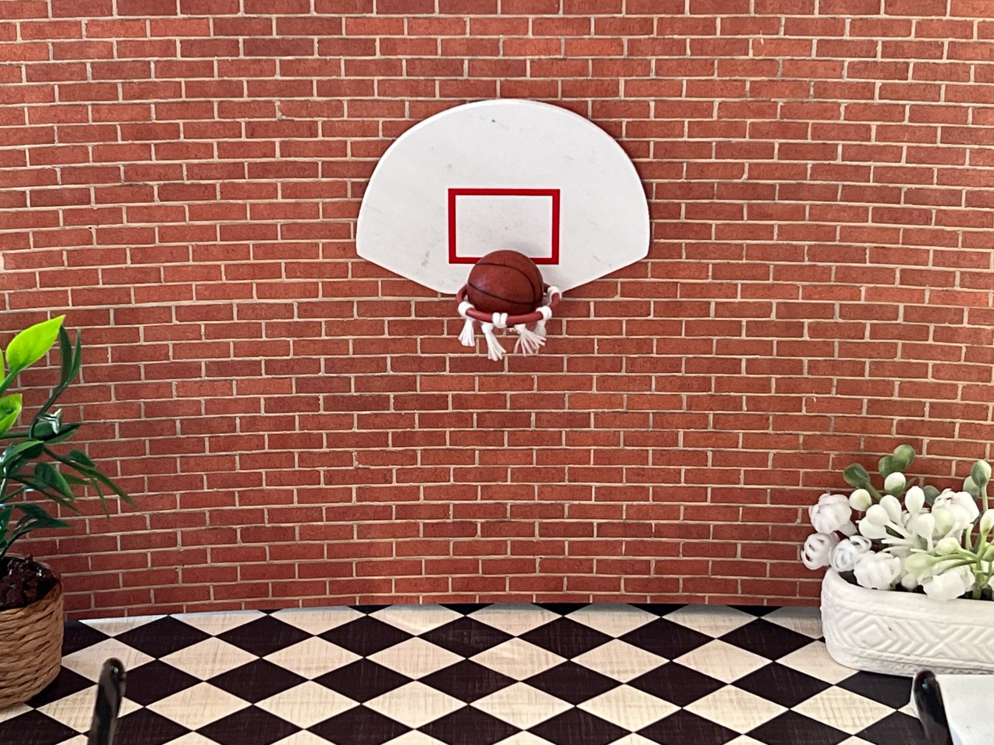 Miniature Basketball Hoop with Backboard 1:12 Scale  - Dollhouse Miniature Sports __etsy:5785681479