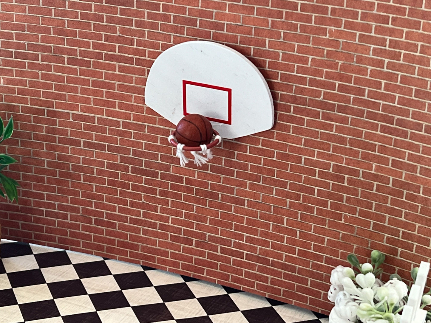 Miniature Basketball Hoop with Backboard 1:12 Scale  - Dollhouse Miniature Sports __etsy:5737606068