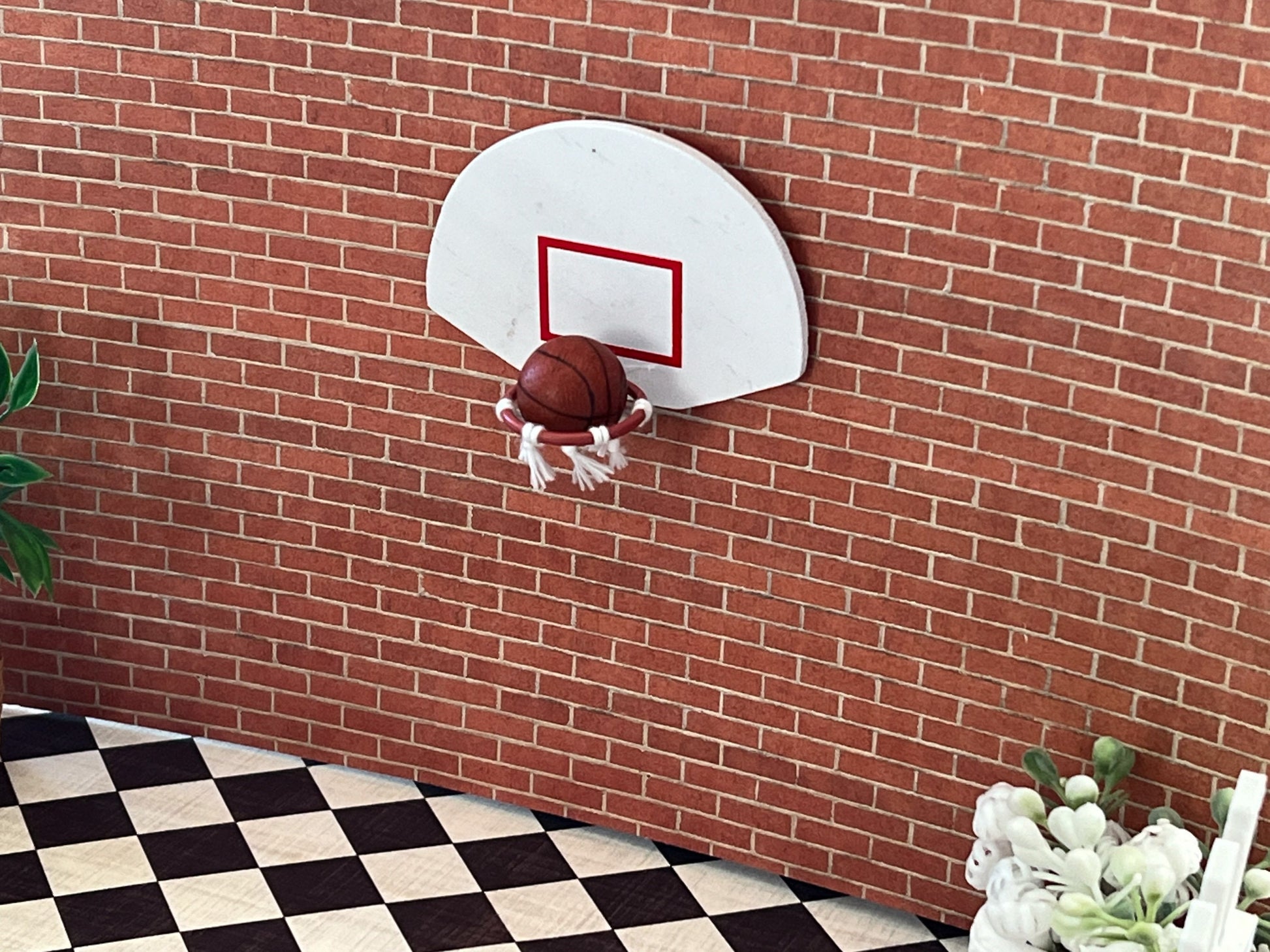 Miniature Basketball Hoop with Backboard 1:12 Scale  - Dollhouse Miniature Sports __etsy:5737606068