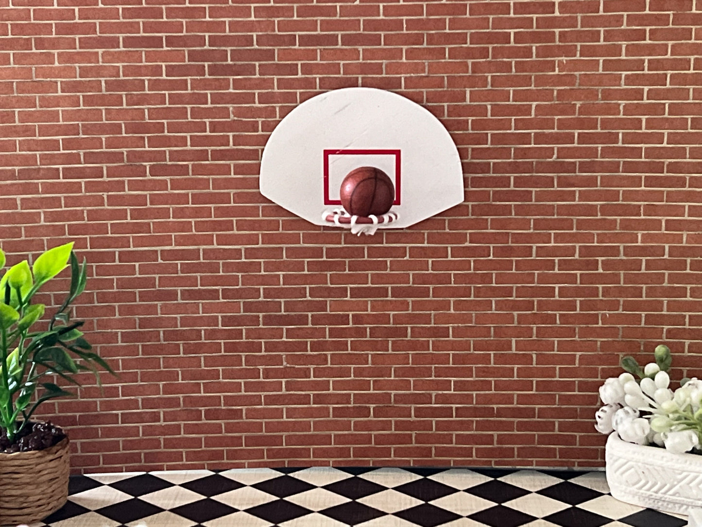 Miniature Basketball Hoop with Backboard 1:12 Scale  - Dollhouse Miniature Sports __etsy:5785681689