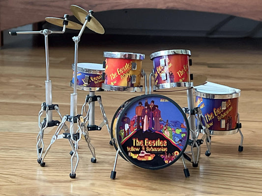 Miniature Beatles Drums Set 1:12 Scale  – Dollhouse Music Room Yellow Submarine Drums __etsy:6169703691