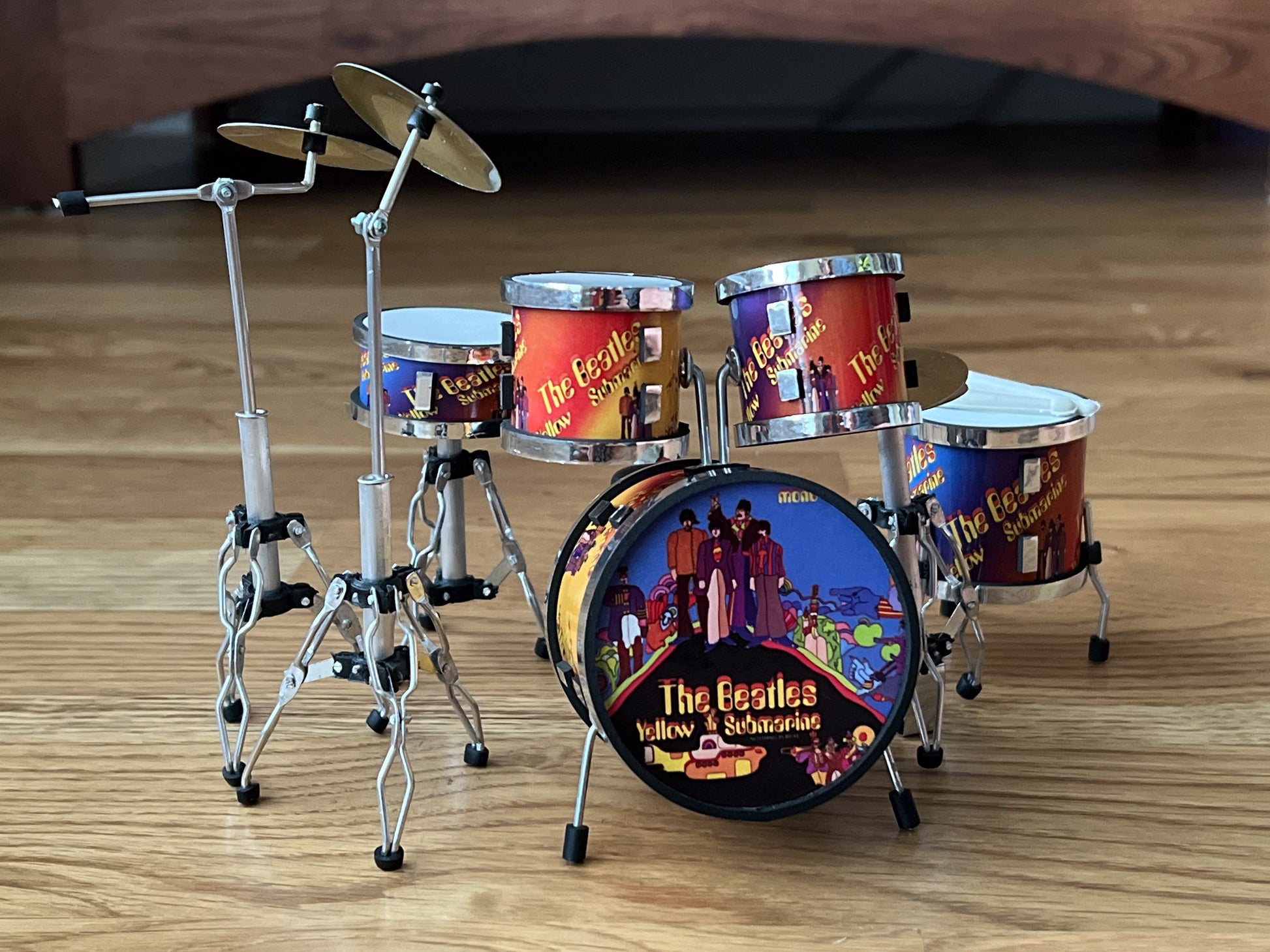 Miniature Beatles Drums Set 1:12 Scale  – Dollhouse Music Room Yellow Submarine Drums __etsy:6121586044