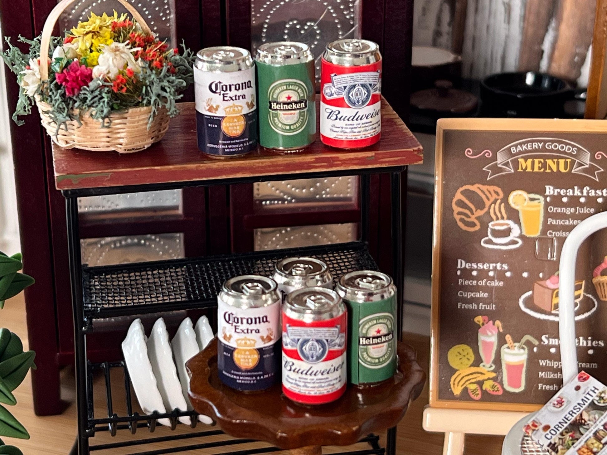 Miniature Beer Cans – Budweiser, Heineken, Corona – 1:12 Scale Realistic Dollhouse Bar Accessories __etsy:6465003792