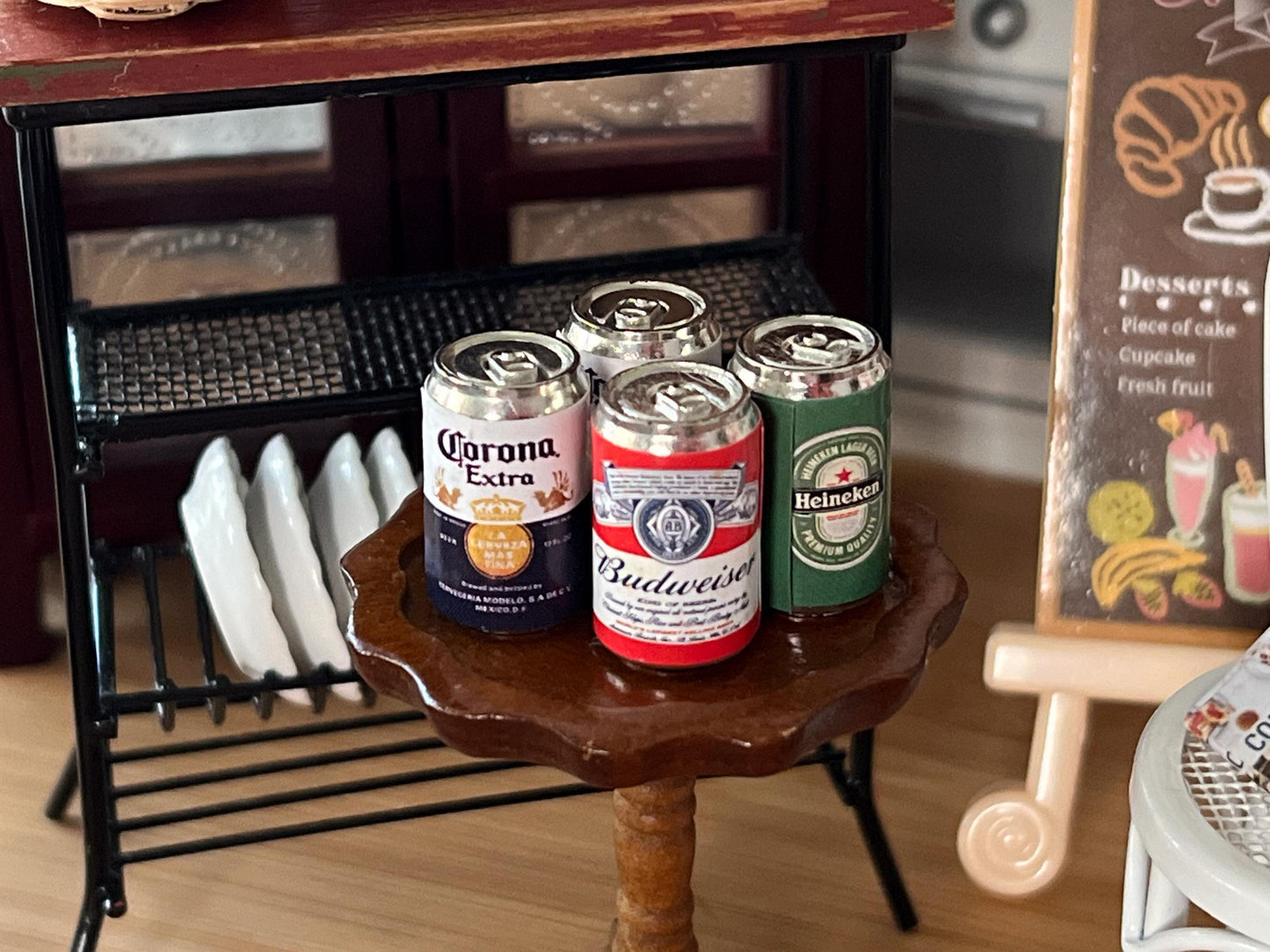 Miniature Beer Cans – Budweiser, Heineken, Corona – 1:12 Scale Realistic Dollhouse Bar Accessories __etsy:6513108139