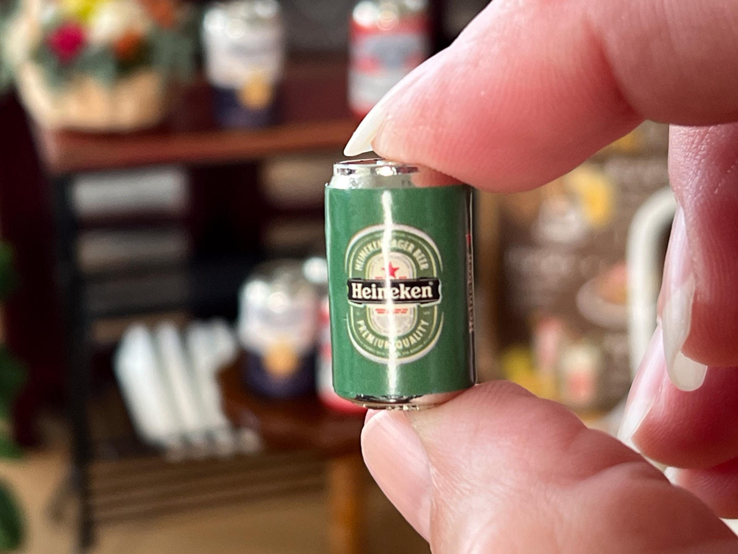 Miniature Beer Cans – Budweiser, Heineken, Corona – 1:12 Scale Realistic Dollhouse Bar Accessories __etsy:6513107995
