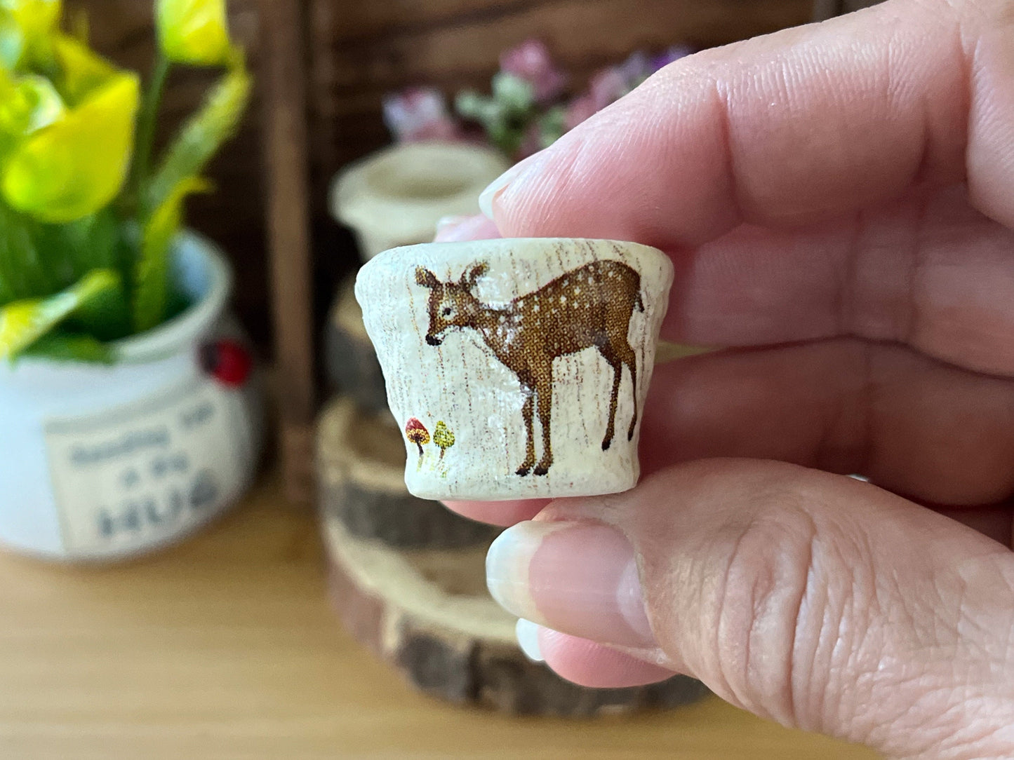 Miniature Beige Clay Planter Set -1:12 Scale - Dollhouse 5 PC Rustic Cabin Decor __etsy:5860085336