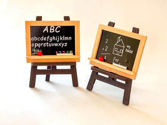 Miniature Blackboard with Stand – 1:12 Scale - Dollhouse Chalkboard with Chalk & Eraser __etsy:7846655982