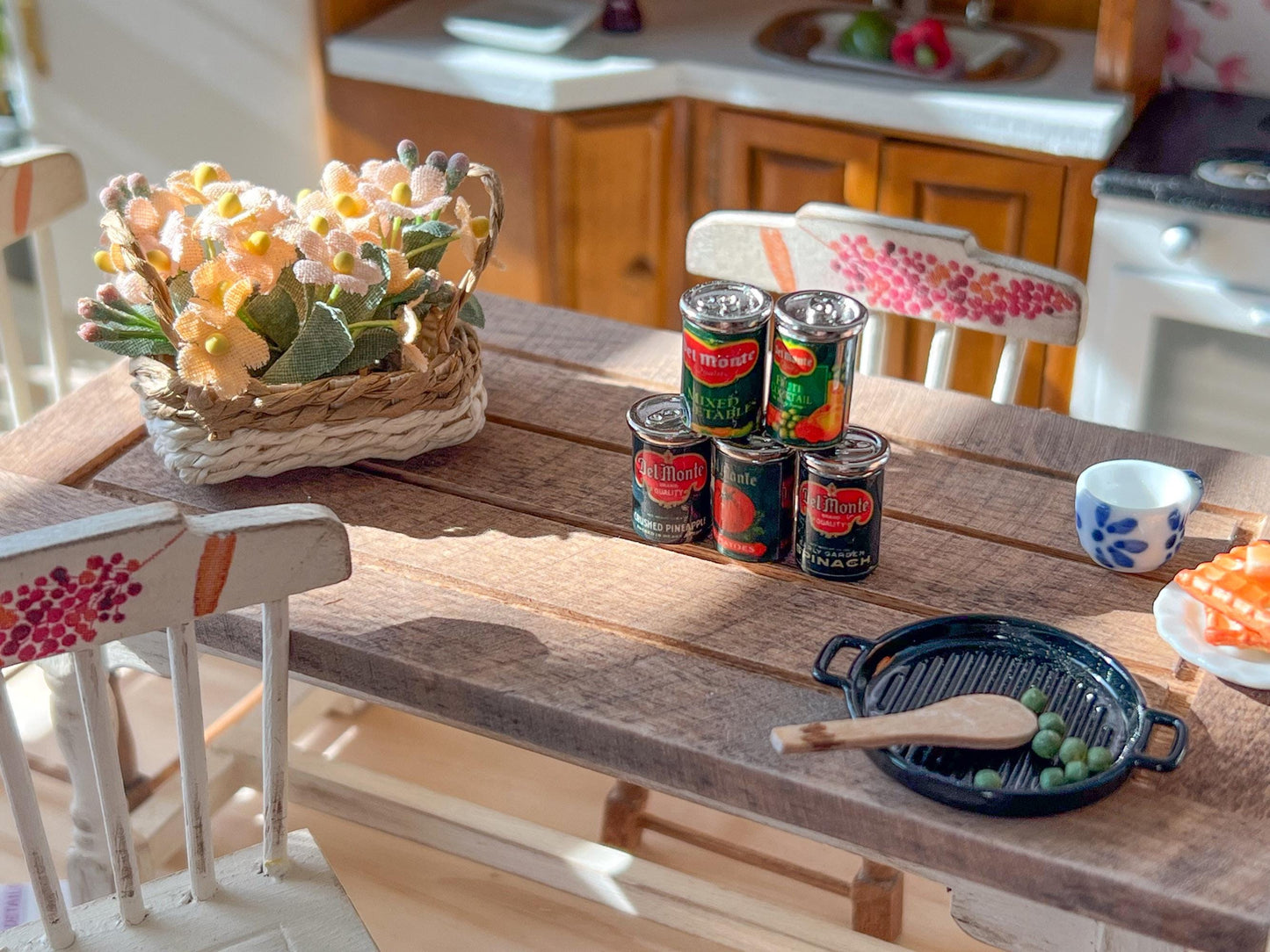 Miniature Can Food 5 PC Set-1:12 Scale-Dollhouse Pantry Can Fruit and Vegetables __etsy:8091018277