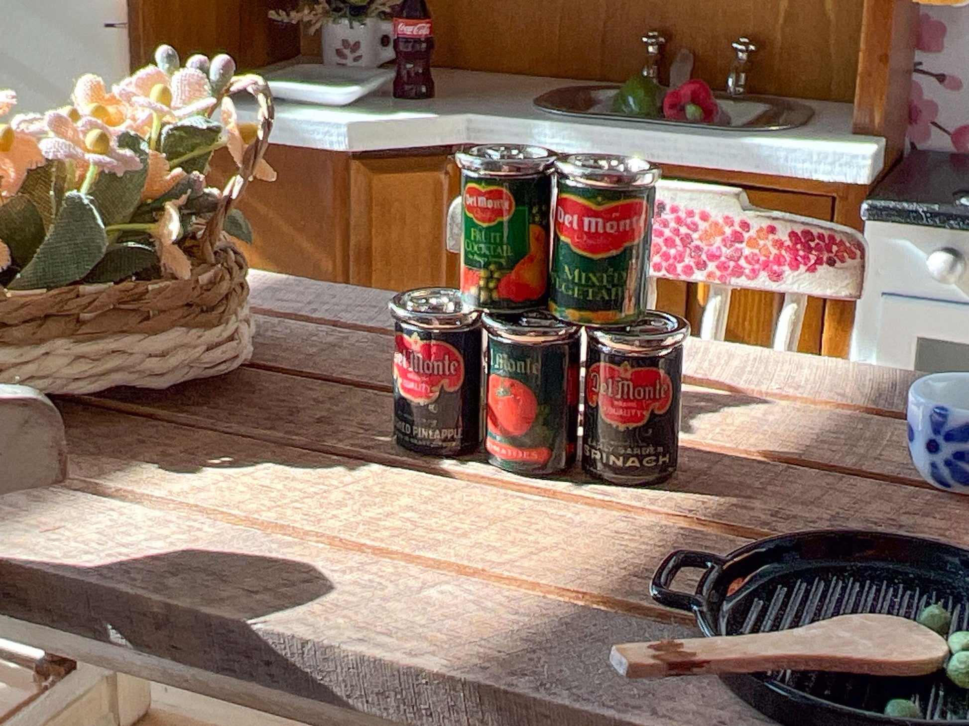 Miniature Can Food 5 PC Set-1:12 Scale-Dollhouse Pantry Can Fruit and Vegetables __etsy:8091017575