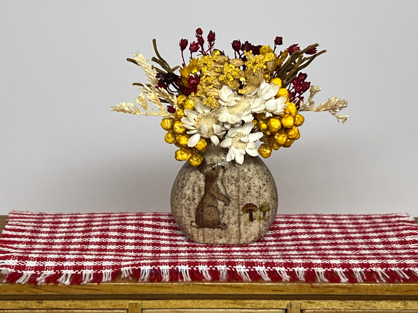 Miniature Ceramic Vase 1:12 Scale – Rabbit or Owl Motif, Dollhouse Decor __etsy:5576335331